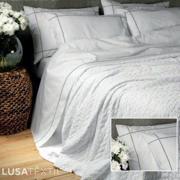 Jogo de lençol Branco com Rolinho 200TC | SAMPEDRO