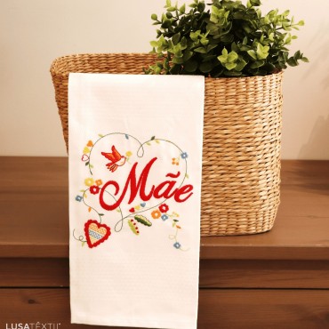 Pano de cozinha bordado MÃE