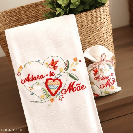 Kit Pano de Cozinha + Sachê Lavanda ADORO-TE MÃE