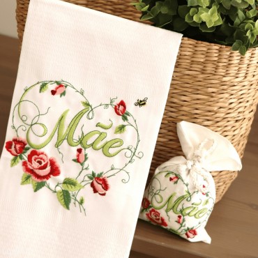 Kit Pano de Cozinha + Sachê Lavanda MÃE FLORAL